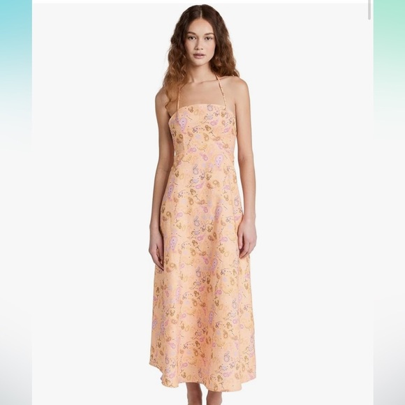 Charlie Holiday floral linen dress size large - Picture 1 of 11